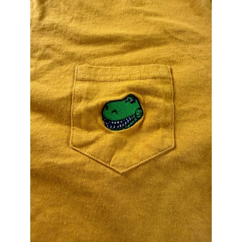 Disney Pixar CacoToy Story T-Shirt Kids S Mustard Yellow Cotton Chest Pocket Tee